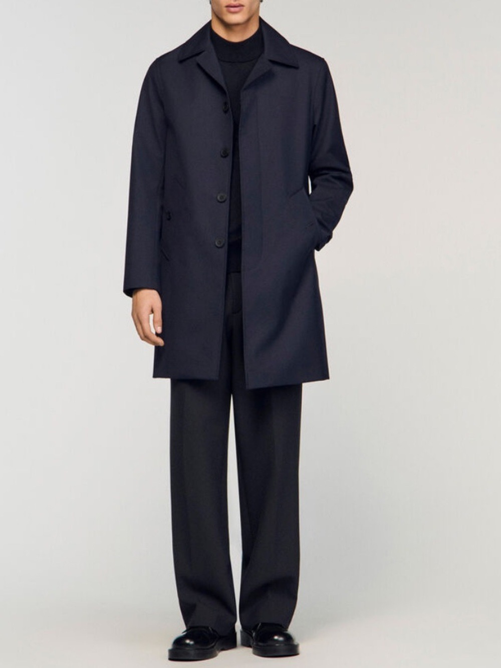 SANDRO waterproof raincoat Men's  Single-Breasted Lightweight lined Coat medium